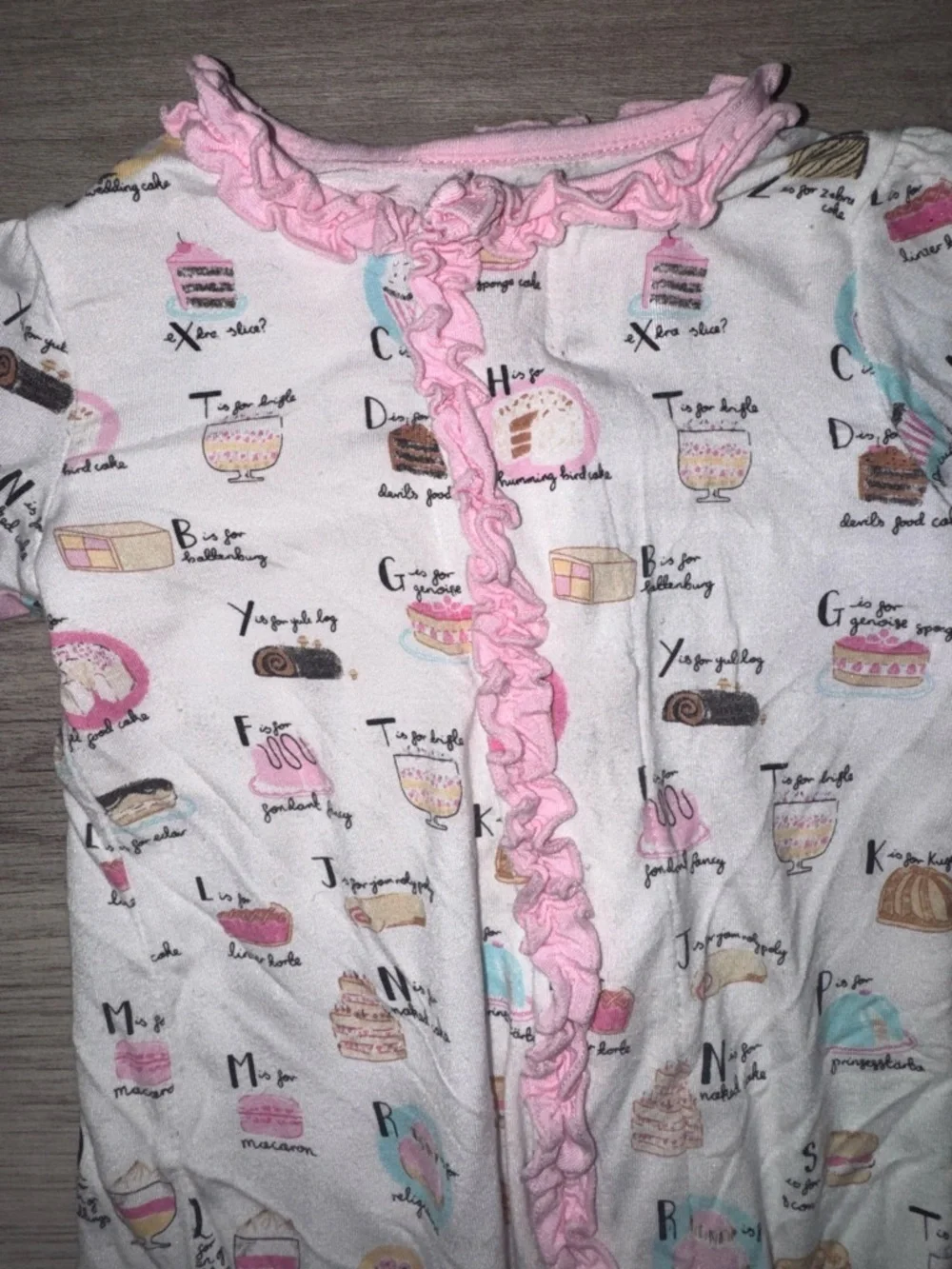 MAGNETIC ME Baby Girls Pink Trim White Printed Footed One-Piece